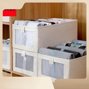 Roupa de cama de algodão pode ser janela de armazenamento dobrável de armazenamento de caixa de gaveta tipo de roupa de arranjo familiar grande