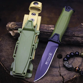 SUA Dehong Verde 440C tático reta faca de lâmina Completo multi-propósito acampamento faca Jungle faca de caça EDC ferramenta faca