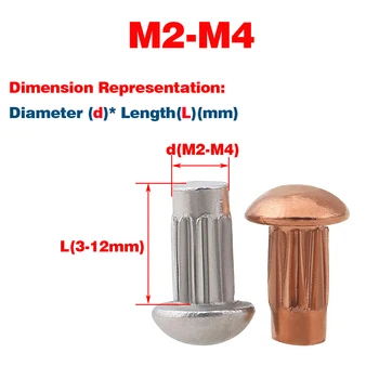 Sólidos de Alumínio /Cobre Vermelho Parafuso Porca Rebite Inserir M2M2.5 M3 M4 Rodada De Cabeça Panela