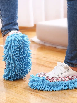 Uma multifuncional chão pó chinelos de quarto preguiçoso limpar sapatos casa de banho de limpeza de piso limpeza de microfibra sapatos