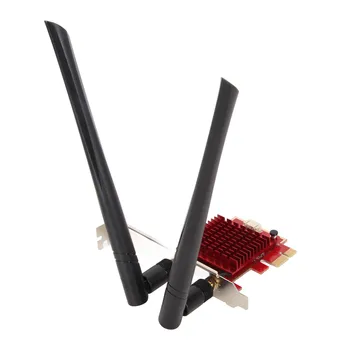 Wi-fi Bluetooth Cartão PCIE wi-Fi 6E Cartão Vermelho, Três Bandas 2 Externa antena 5dBi com 3,6 Pés de Cabo do RF para o Windows 10 de 11 Jogos