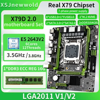 X79D2.0 placa-Mãe com o Kit de E5 2643V2 Processador E memória DDR3 REG 1*16G=16GB de Memória de dois Canais LGA2011 NVME M. 2 SATA3.0 Xeon Kit